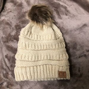 C.C Cable Knit Beanie Fleece Lined